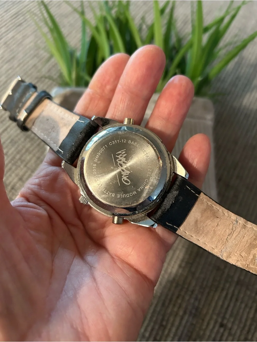 Massimo analog watch silver bezel black face black strap (with flaws)